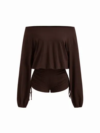 Romper mit asymmetischem Hals und Zugverschluss