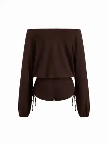 Romper mit asymmetischem Hals und Zugverschluss