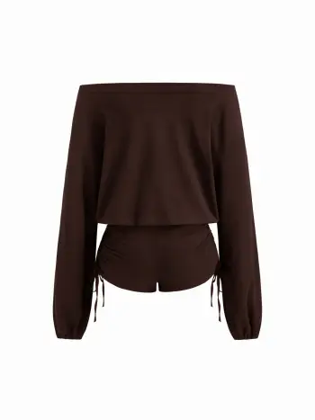 Tuta con coulisse asimmetrica sul collo