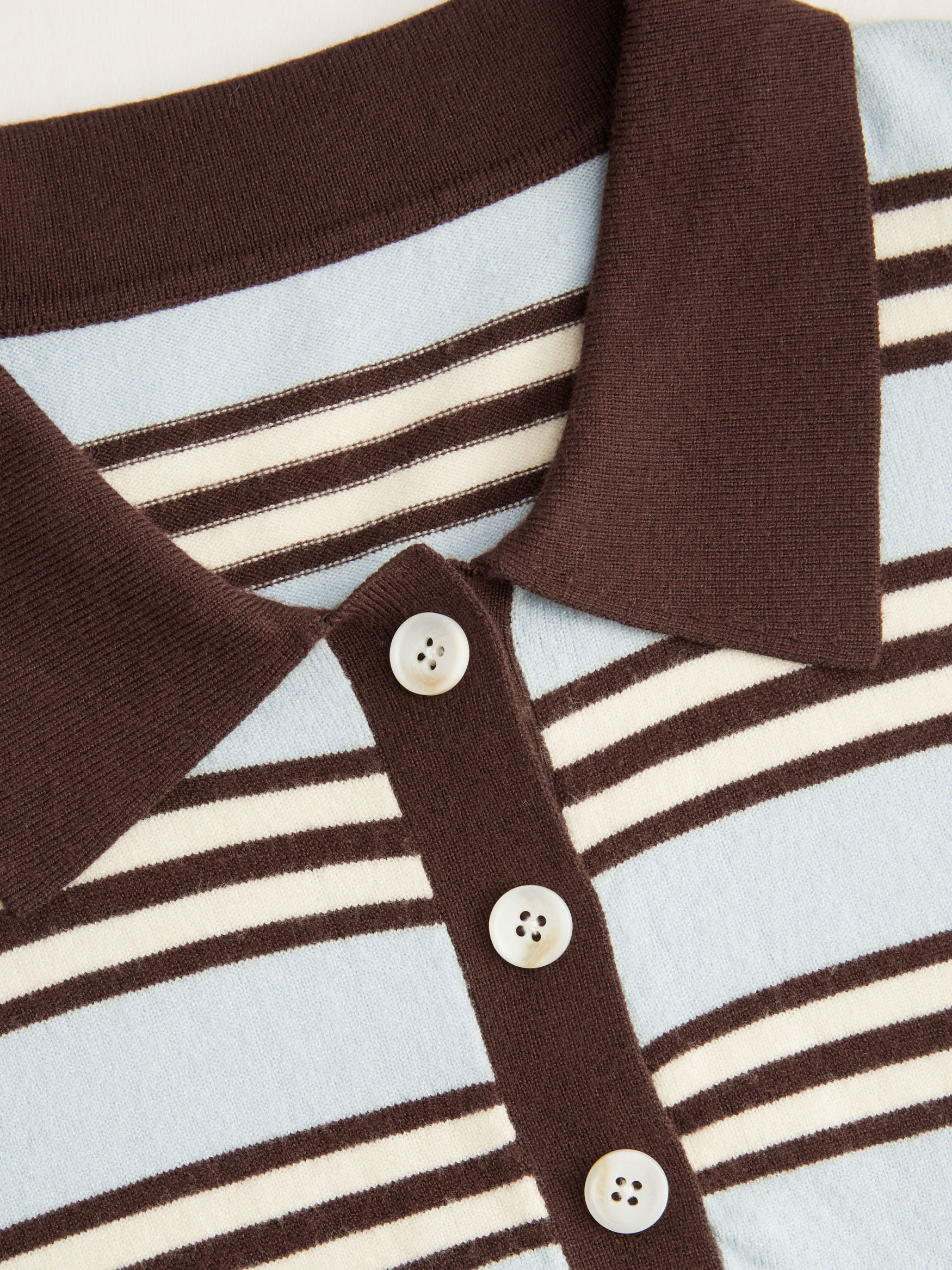 Knit Striped Polo Neck Long Sleeve Oversized Top