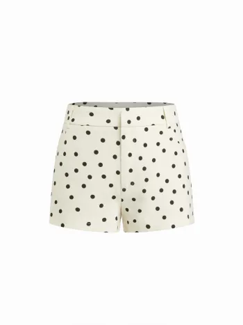 Micro Shorts a Vita Bassa con Bottoni e Pois