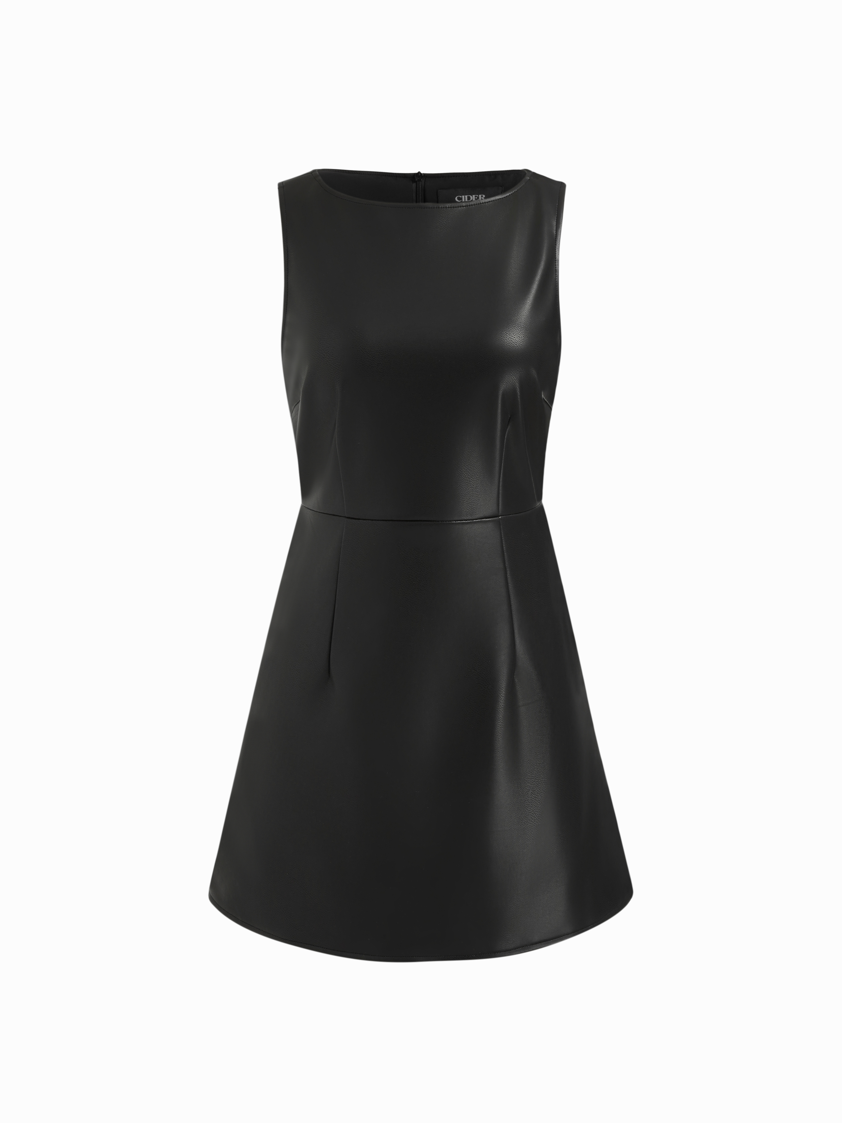 cider leather dress Holiday Dress Faux Leather Faux Leather Boat Neck Mini Shift Dress For Work