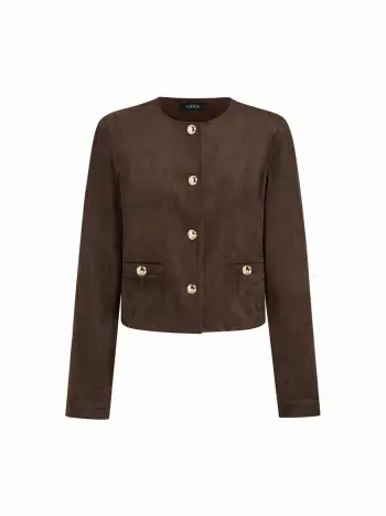 Giacca oversize in pelle scamosciata con bottoni in metallo