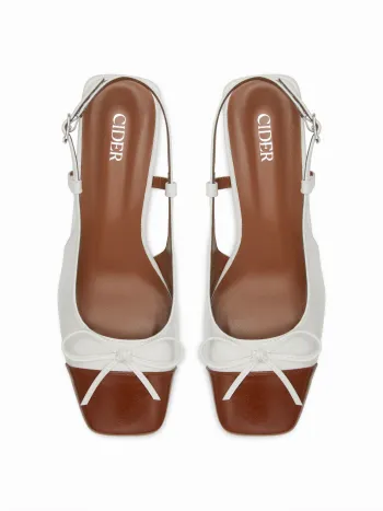 SLINGBACK BICOLORE CON FIOCCO E TACCO ROBUSTO