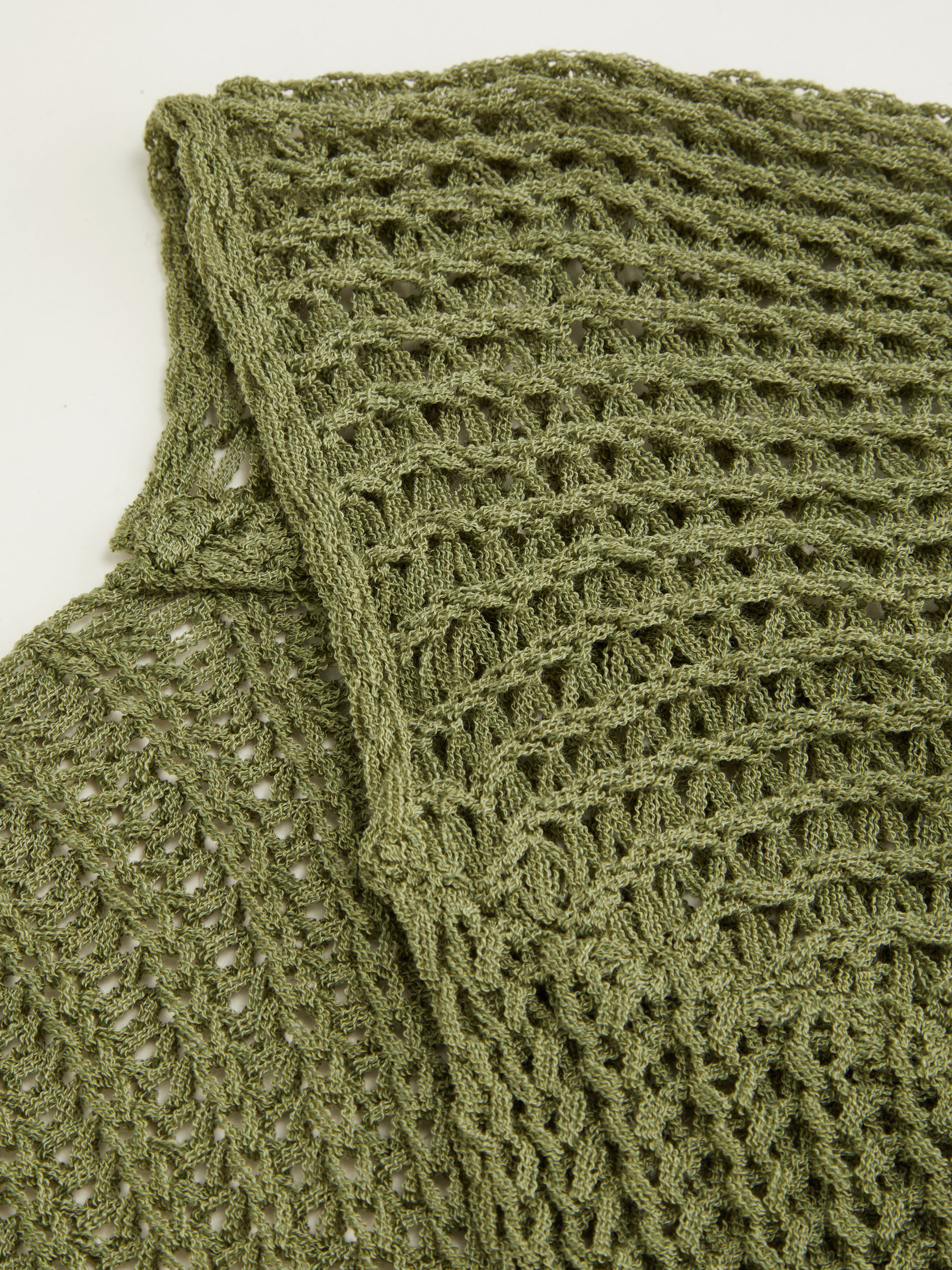 Knit V-neck Bell Sleeve Hollow Out Knotted See-through Top