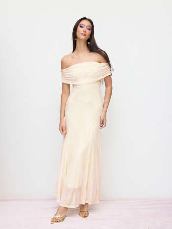 Satin Cowl Neck Solid Ruffle Hem Maxi Dress