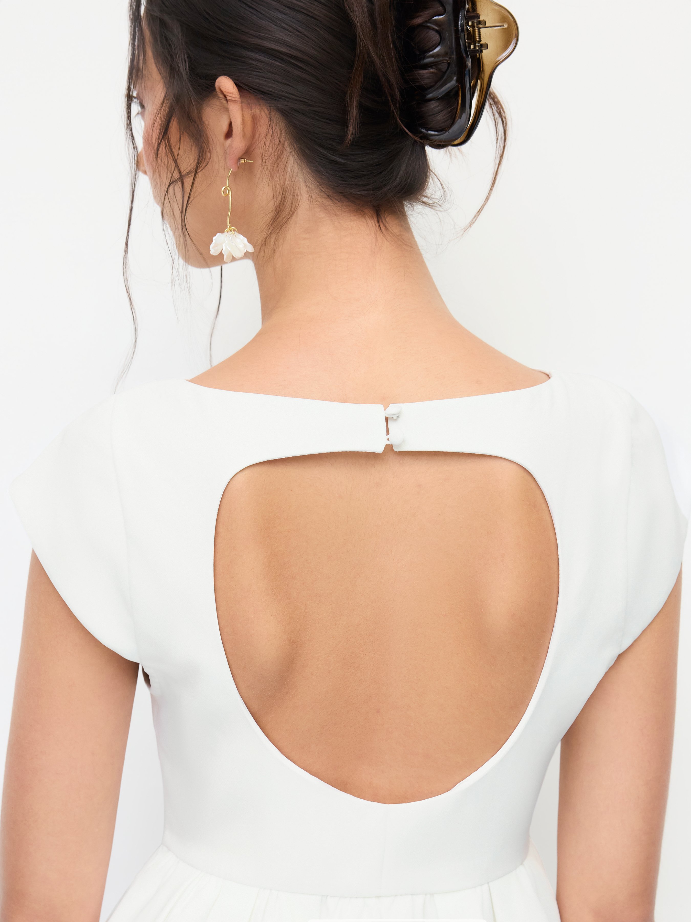 boat neck backless white dress Casual Going Out Regular Fit Pure White/2XL Midi Dresses Sleeveless Wide Shoulder Boat Neck Women Dresses OGLmove main image 0