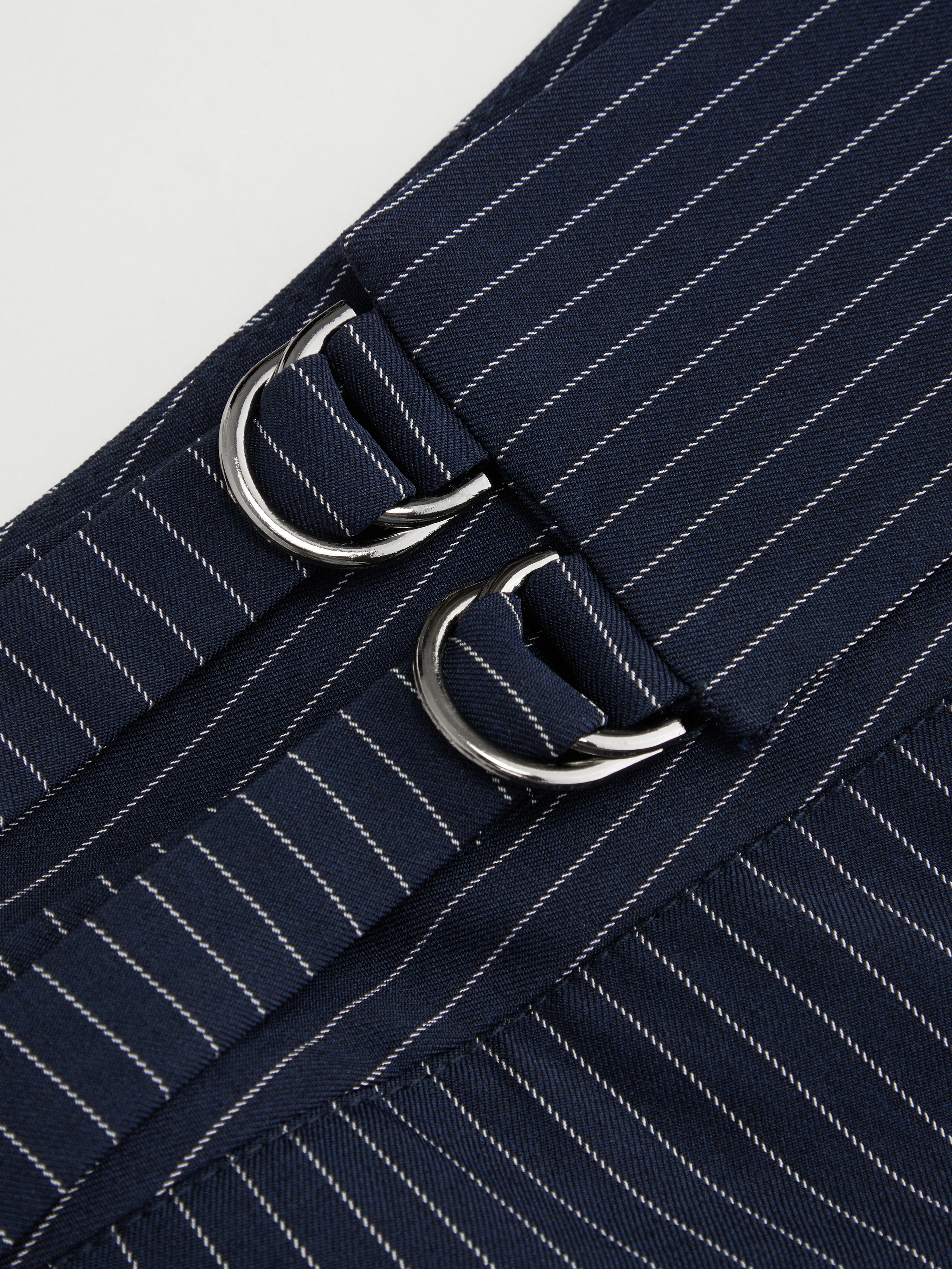 Striped Low Rise Buckle Wide Leg Trousers