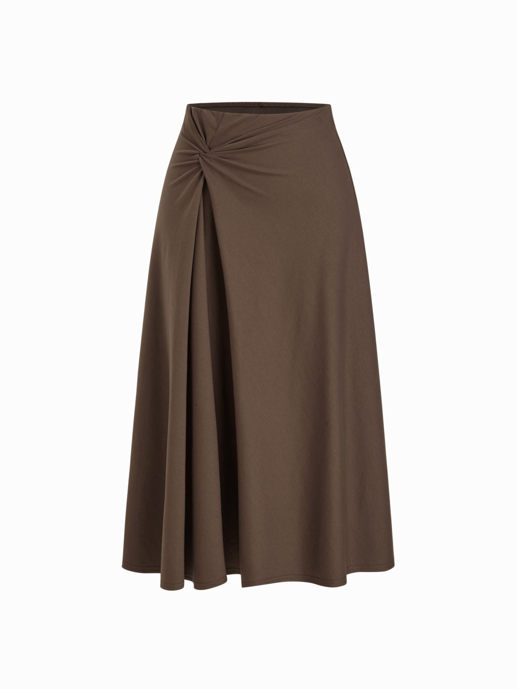 Cotton-blend Mid Rise Twist Ruffle Midi Skirt