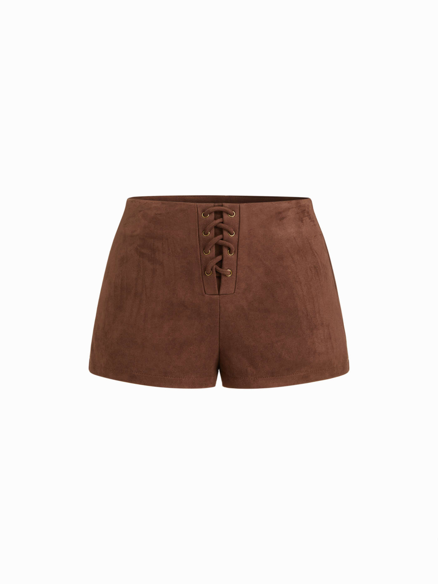 Suede Low Rise Lace Up Knotted Micro Shorts