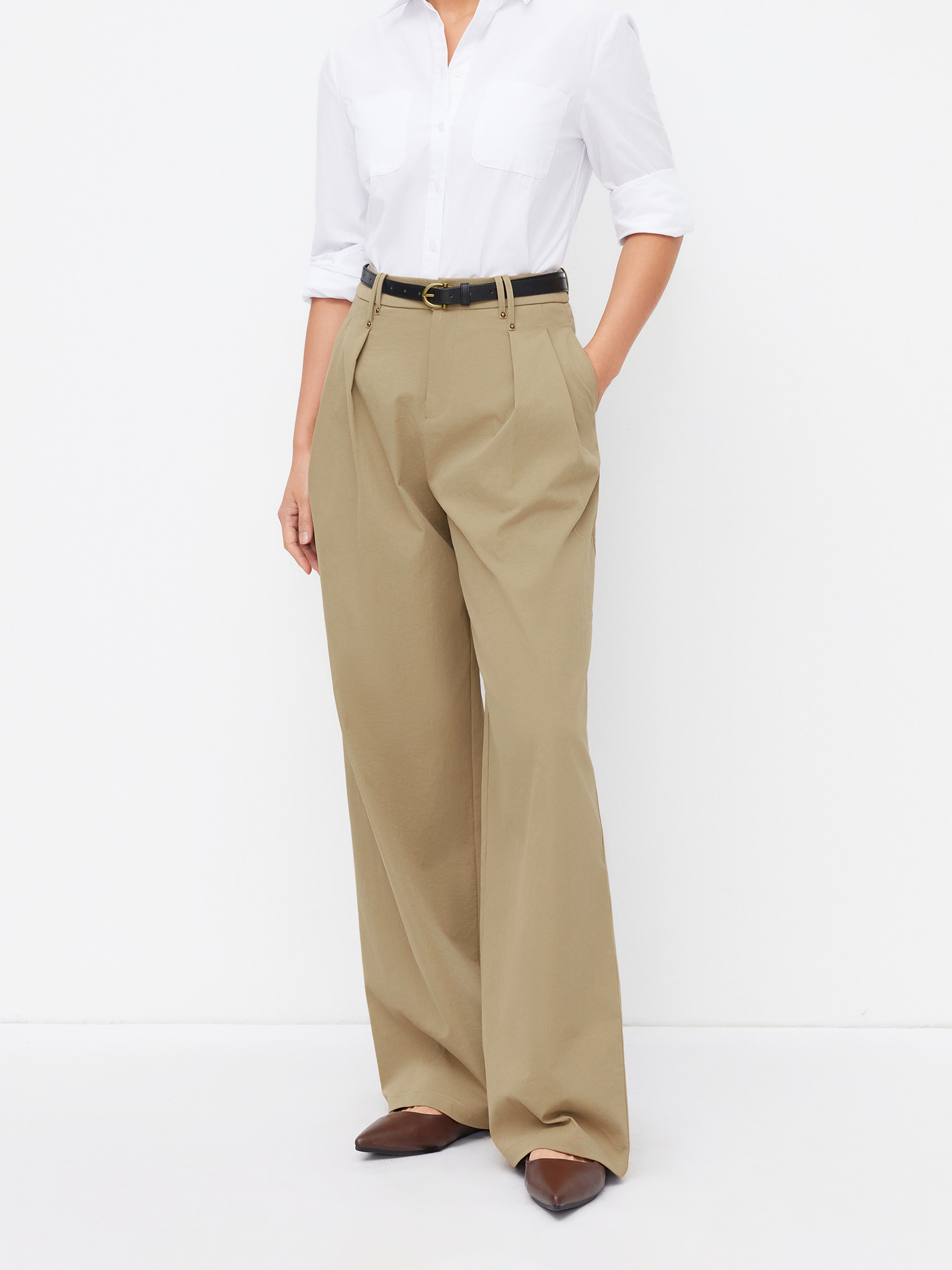 パンツ Asymmetrical waist wide straight slacks BAIMORE Women's Casual Asymmetrical High Waist Straight Leg