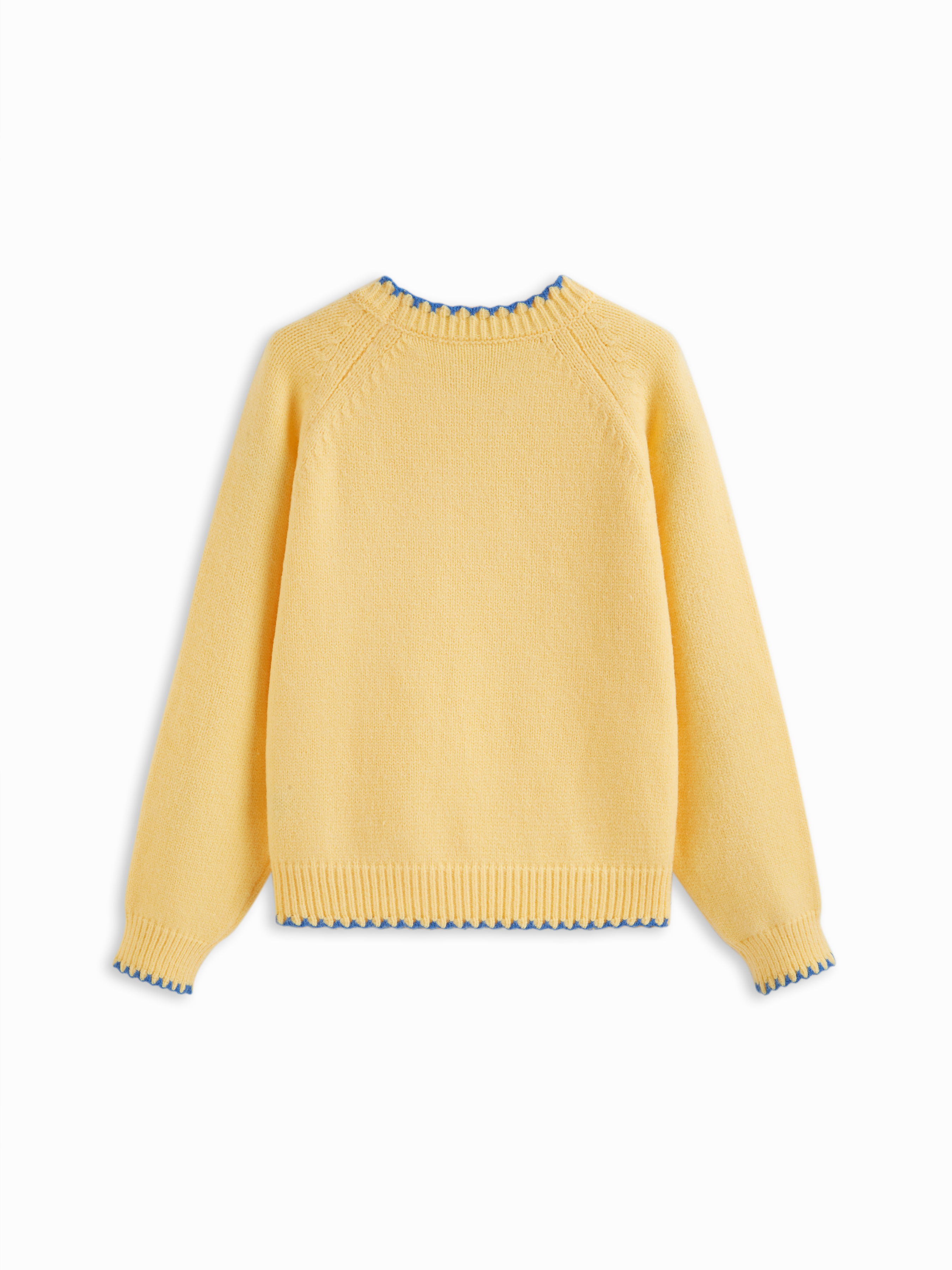 Knit Round Neckline Contrasting Binding Oversized Long Sleeve Top