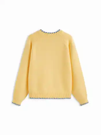Top a maniche lunghe oversize con collo rotondo in maglia e bordature a contrasto