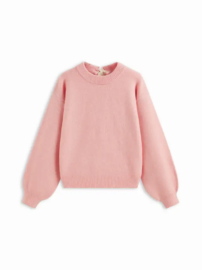 Knit Fabric Knit V-neck Solid Wrap Crop Long Sleeve Top For Daily Casual