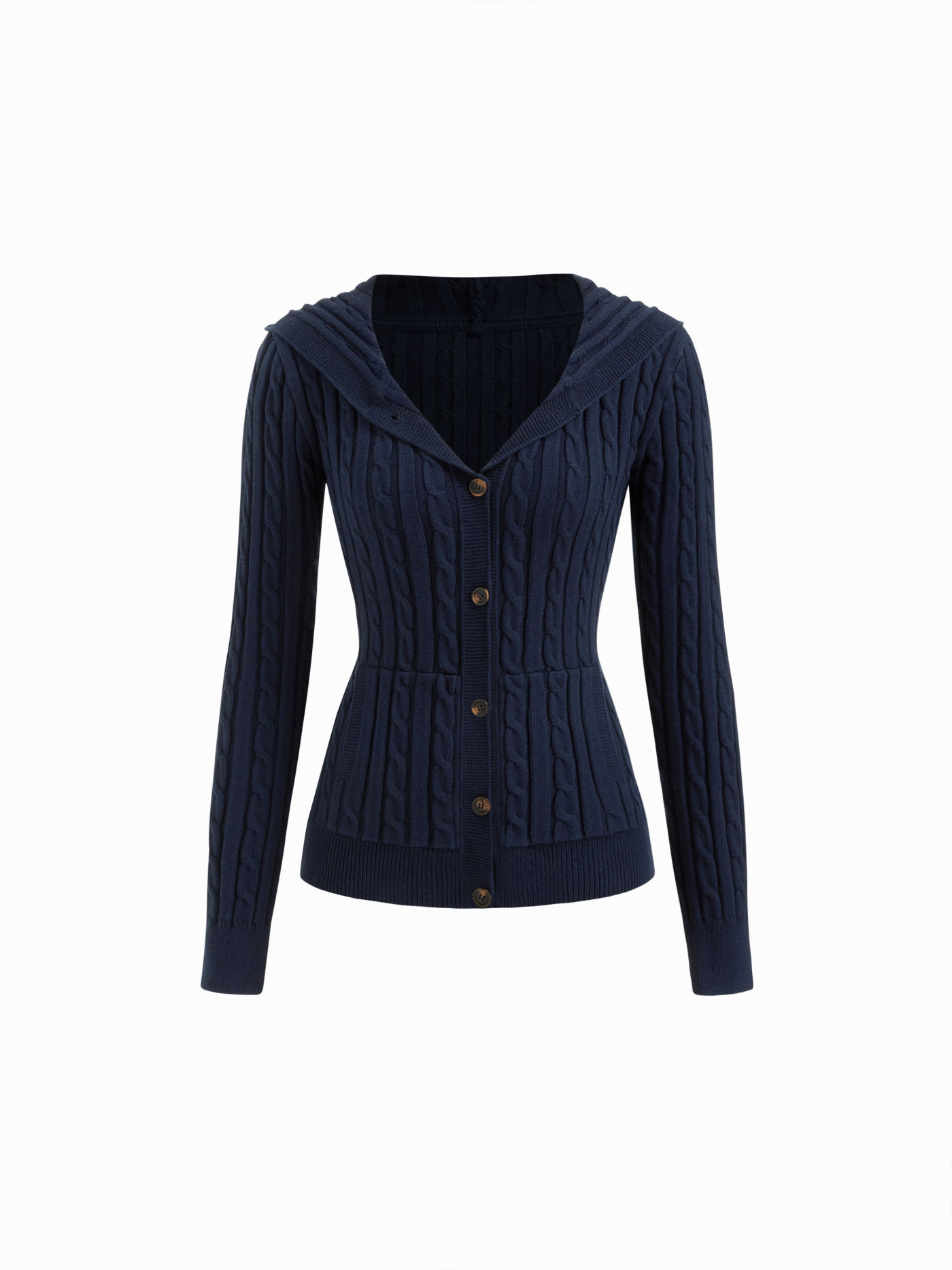 Cardigan en maille côtelée à capuche et manches longues