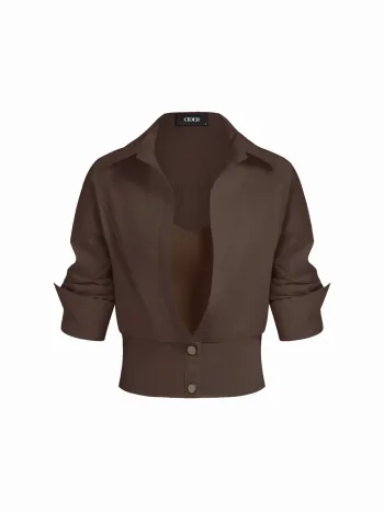Camicia a maniche lunghe con colletto in cotone e canotta
