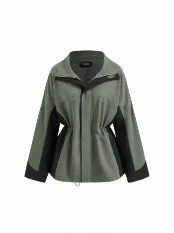 Giacca a vento bicolore con coulisse, zip e coulisse