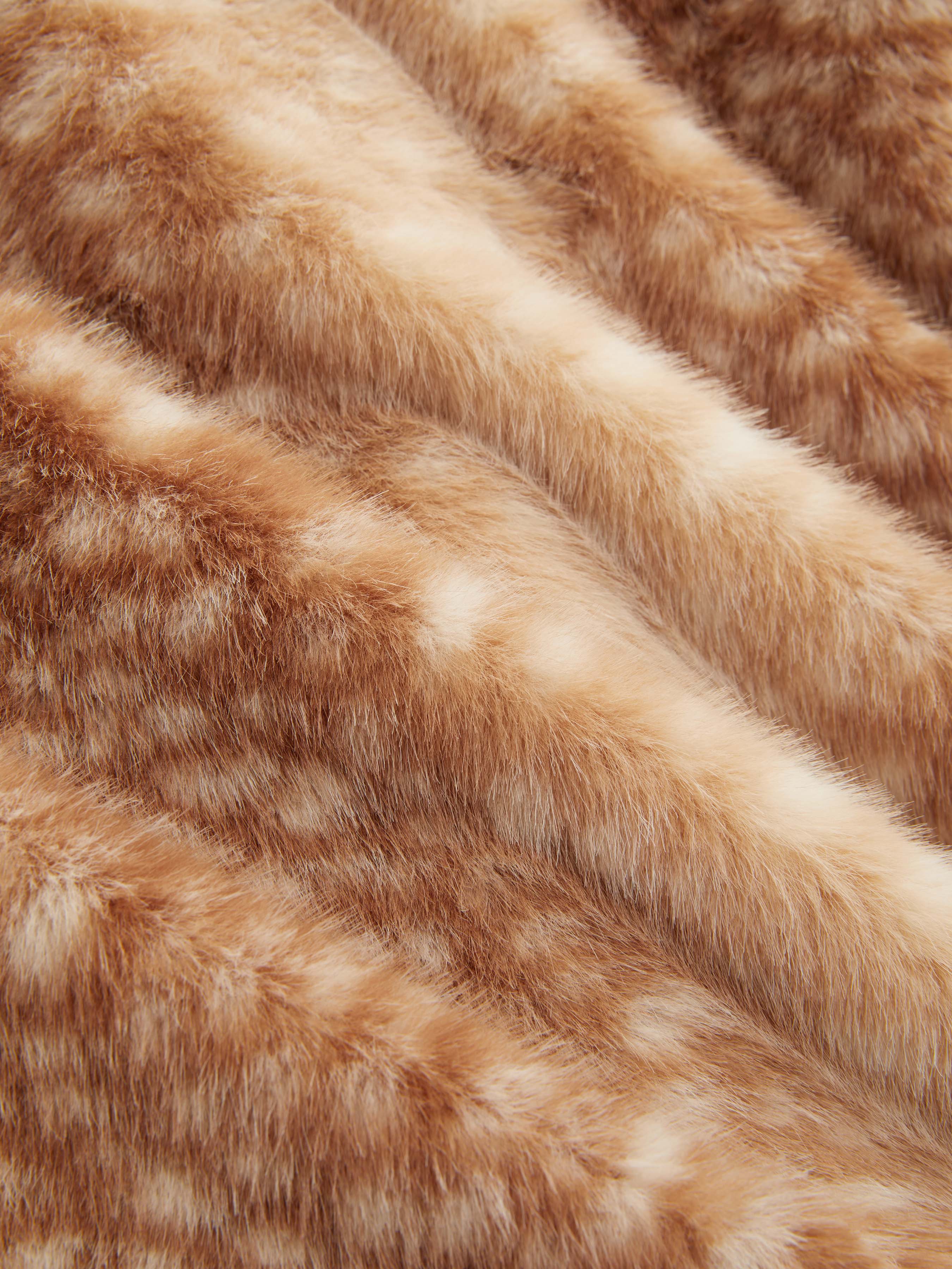 Deer Print Faux Fur Collar Toggle Button Crop Jacket