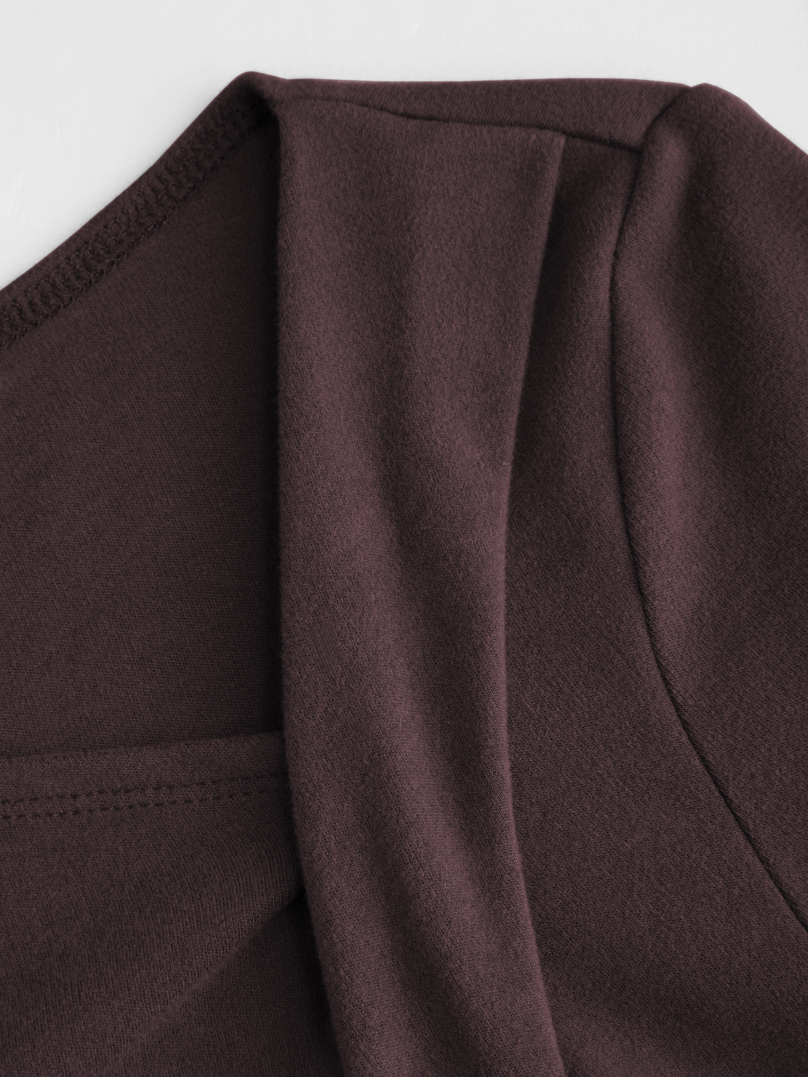 サーマルコットンブレンド アシンメトリーネック 長袖 ルーシュ入りトップス