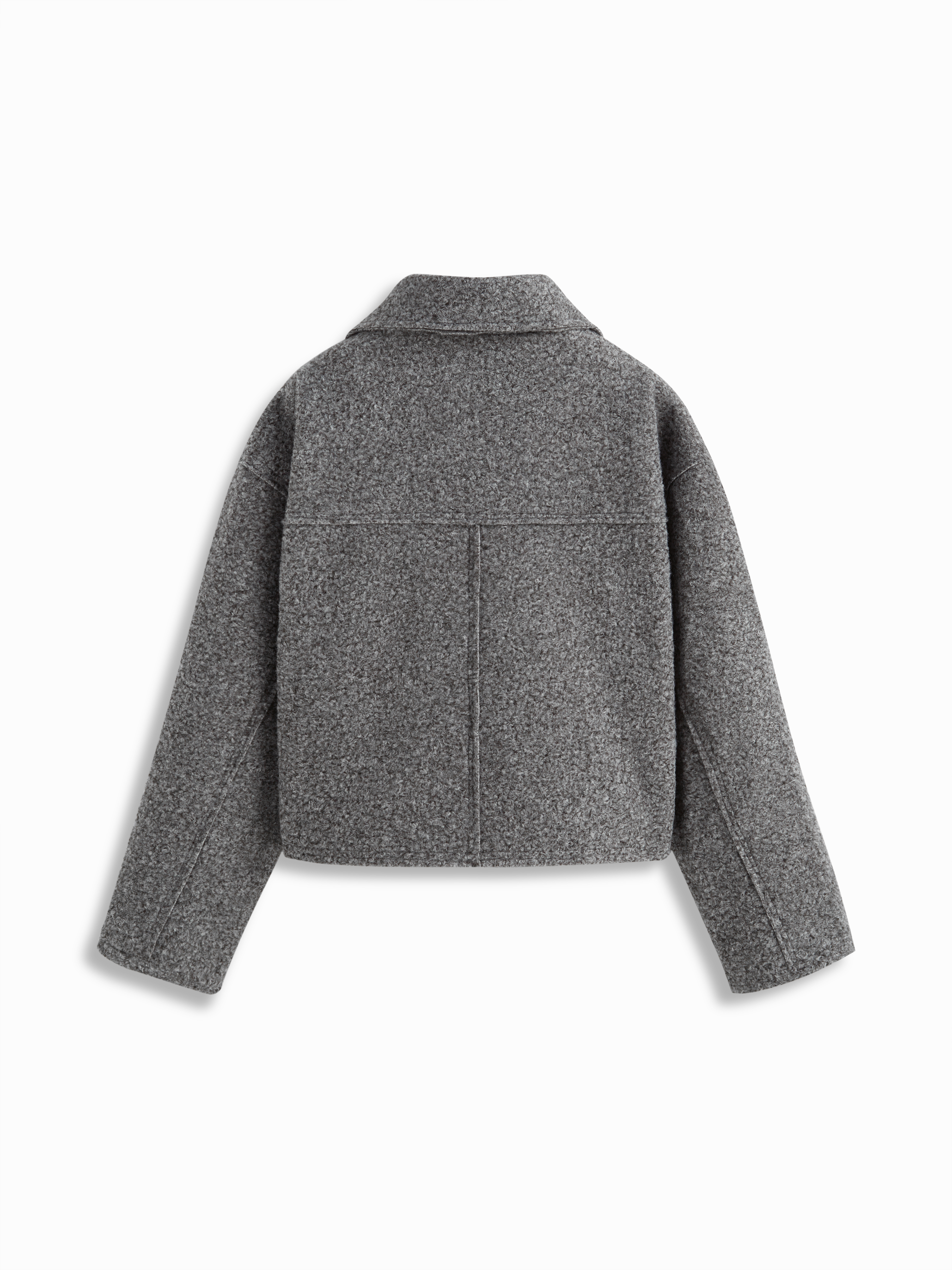 Wool-like fabrics Wool-look Collar Zip Through Oversized Jacket