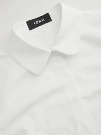 Camicia a maniche lunghe con colletto in misto cotone