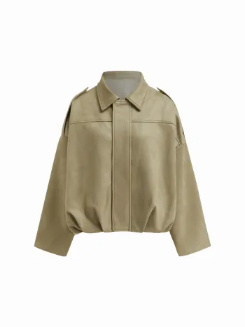 Giacca oversize con zip e maniche lunghe in suede