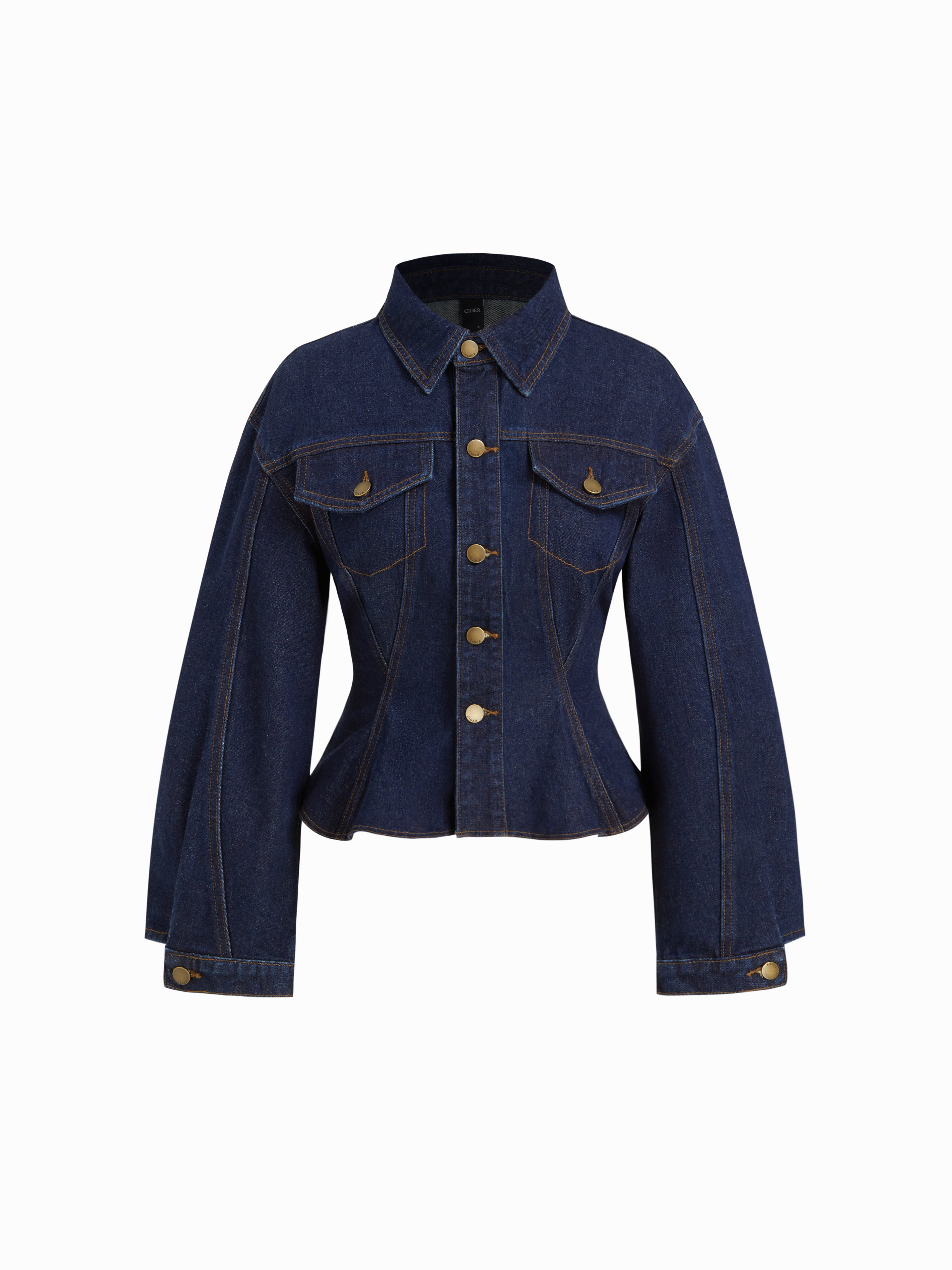 Denim Denim Collar Solid Corset Zipper Jacket For Daily Casual
