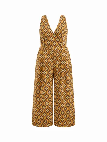 V-Ausschnitt Blumenmuster Geometrie Overalls Kurve & Plus