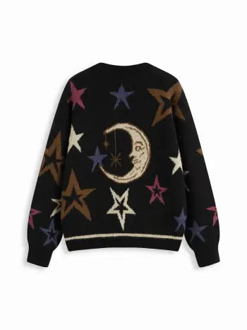 Top oversize con motivo a maglia di stelle e luna