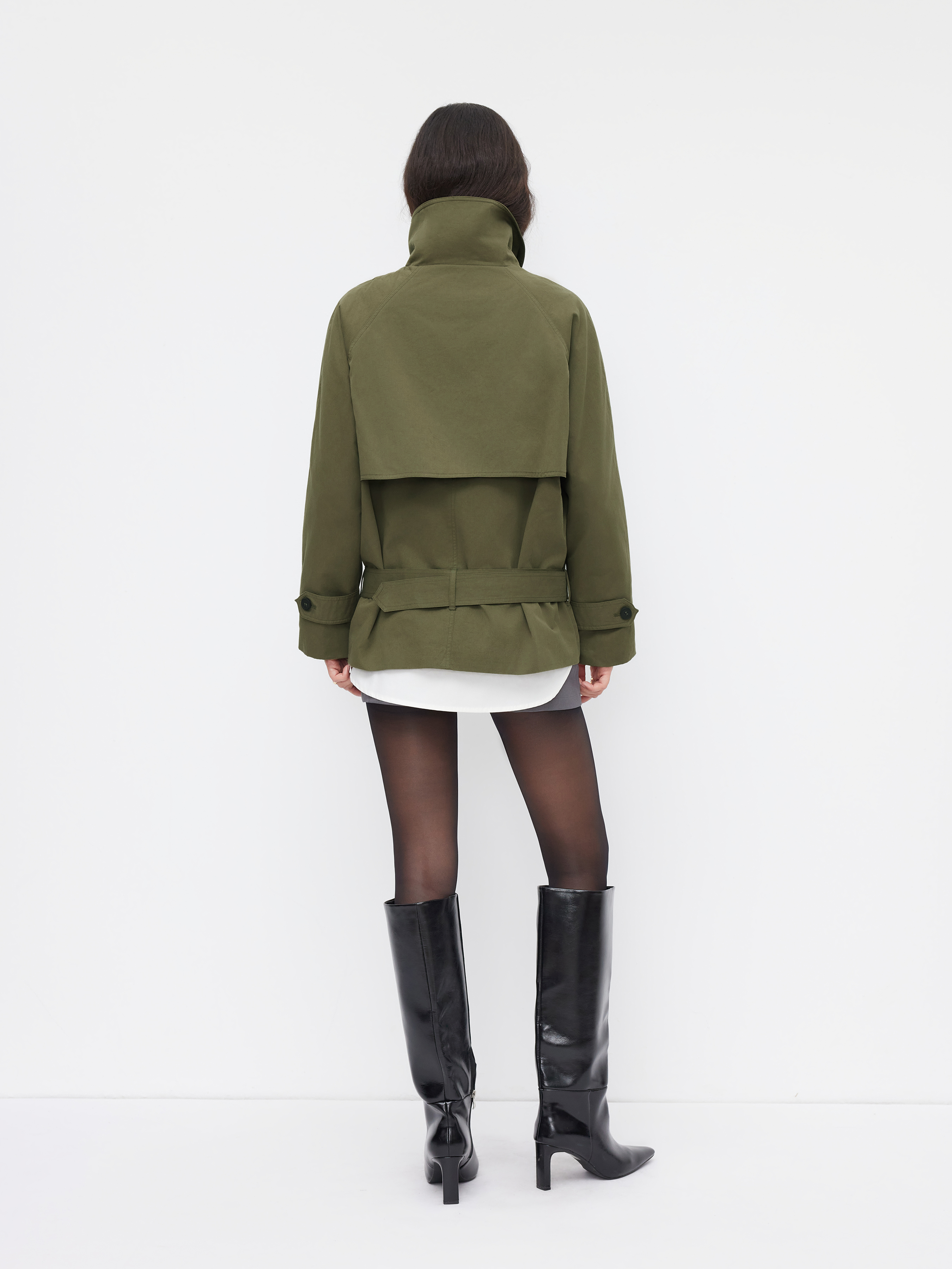 Chaqueta utilitaria de cuero sintético con cremallera