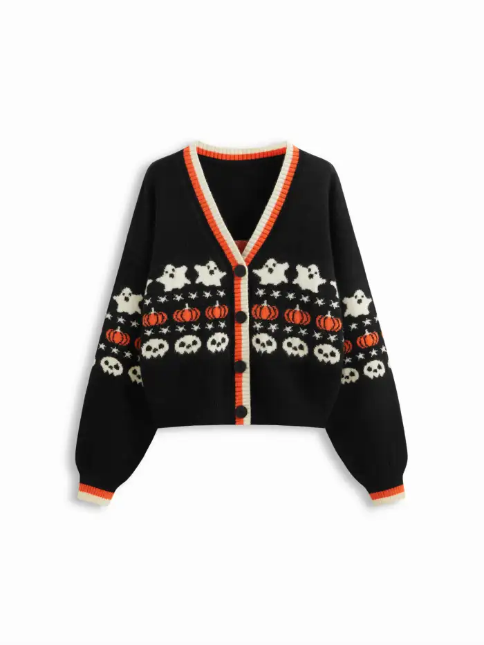 Haut en maille XXL aux motifs étoiles et lunes