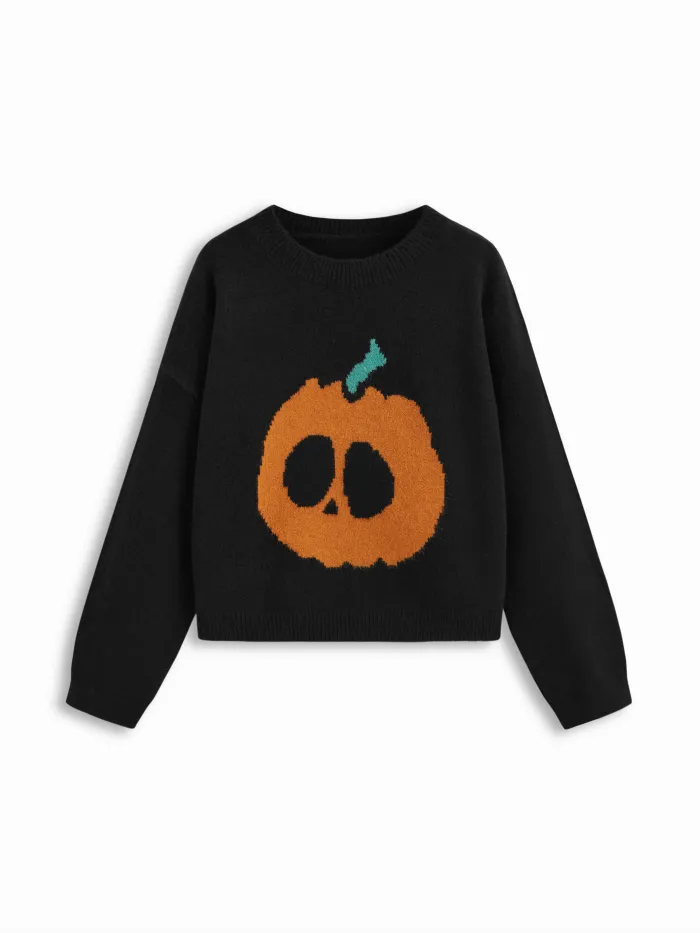 Knit V-neck Skeleton Cherry Pattern Oversized Cardigan