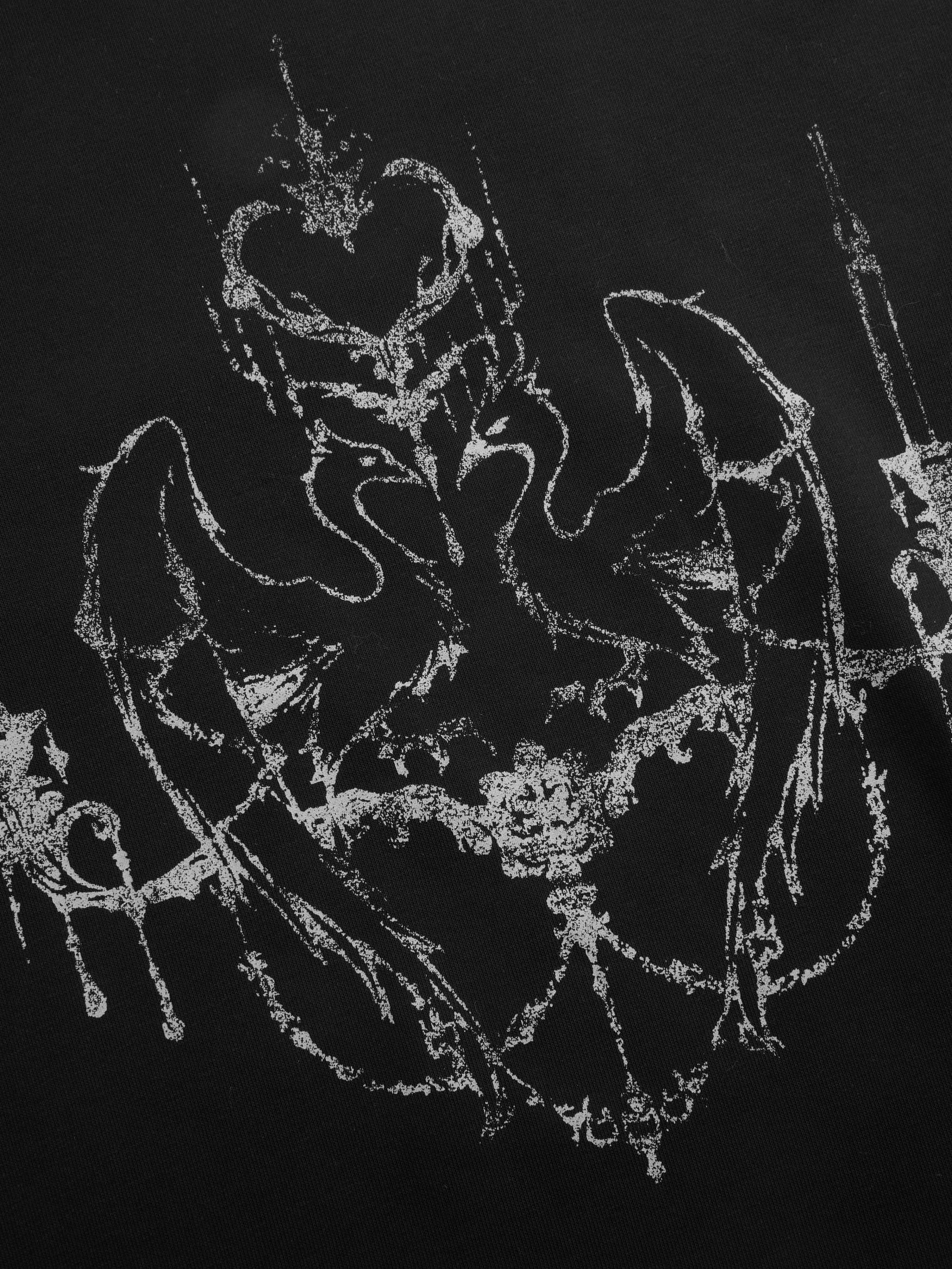 Cotton-blend Abstract Graphic Asymmetrical Neck Long Sleeve Tie Side Oversized Tee