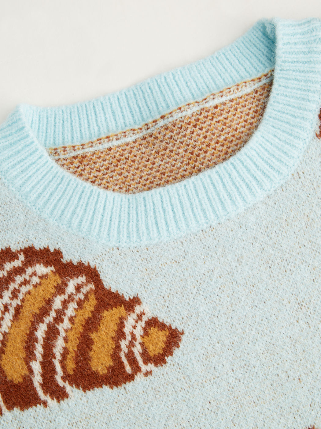 Knit Croissant Pattern Oversized Top