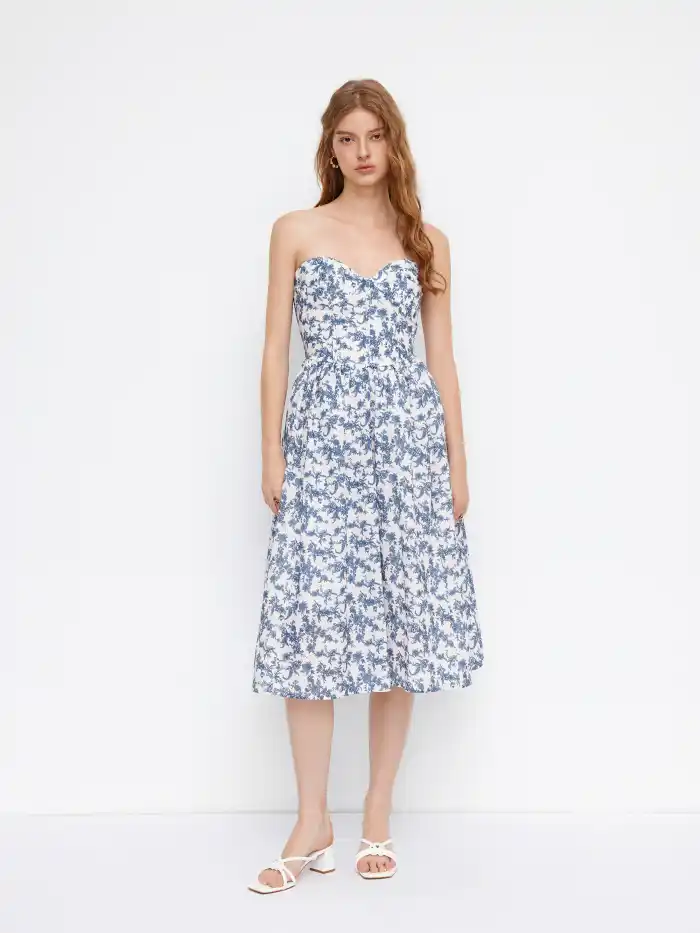 Mesh Ruffle Hem Ruched Midi Dress Curve & Plus