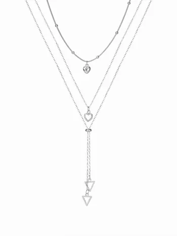 COLLANA A STRATI CON TRIANGOLO E CUORE DI STRASS