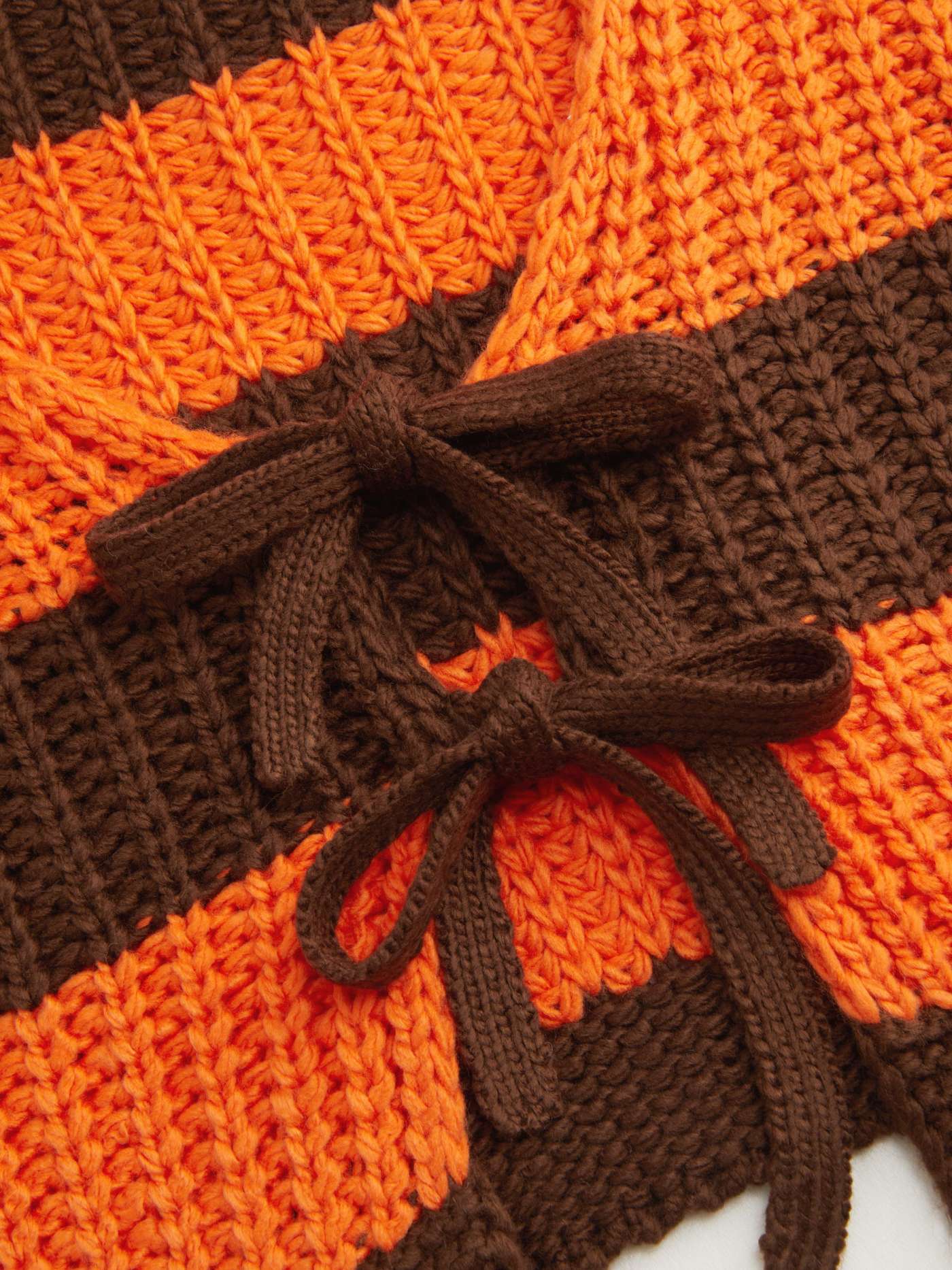 Knit V-neck Striped Tie Front Cardigan