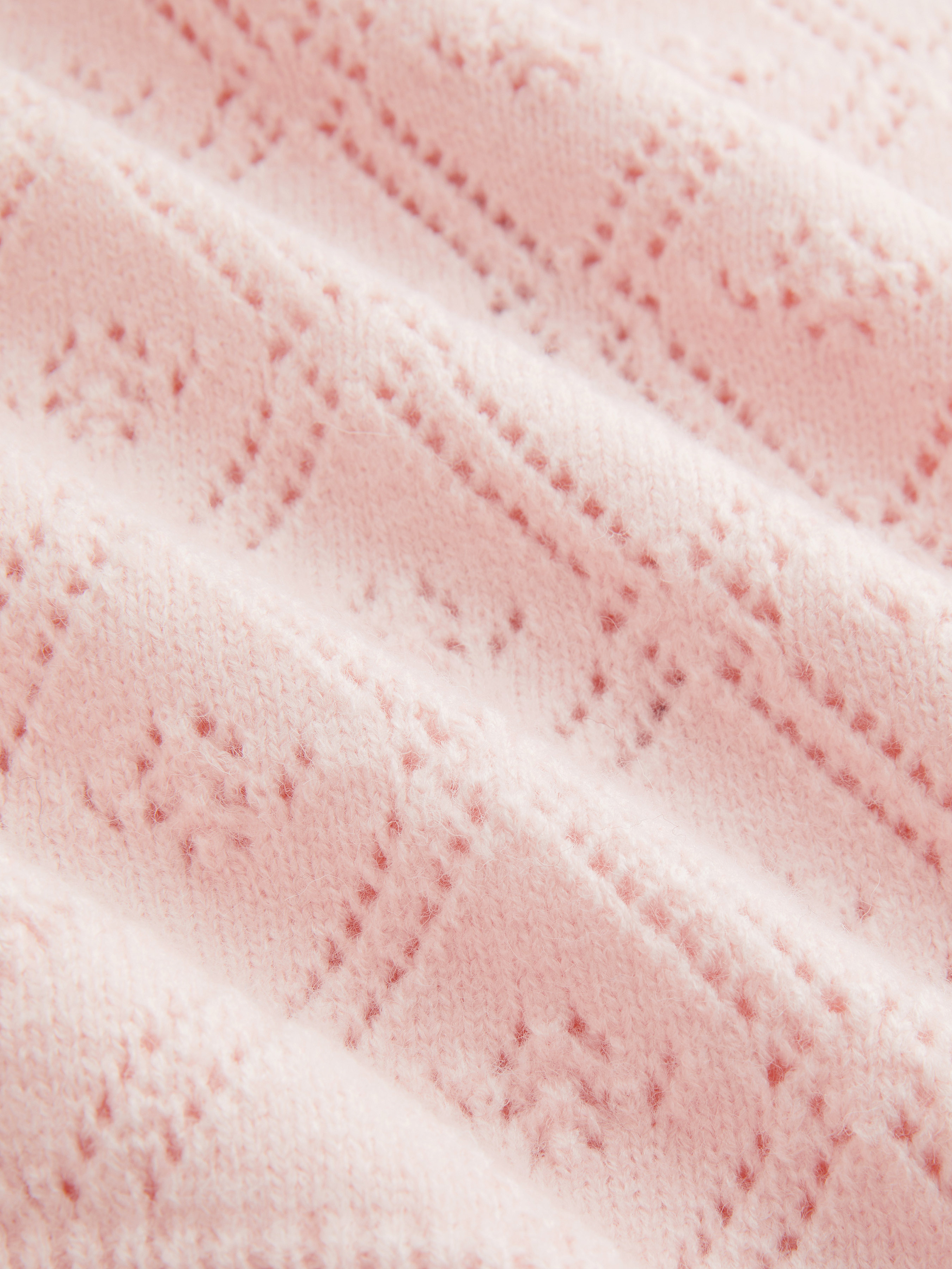 Two Way Knit Boat Neck Pointelle Oversized Long Sleeve Top