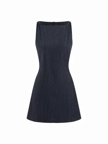 Woven Boat Neck Stripe Knotted Oversized Top For Work