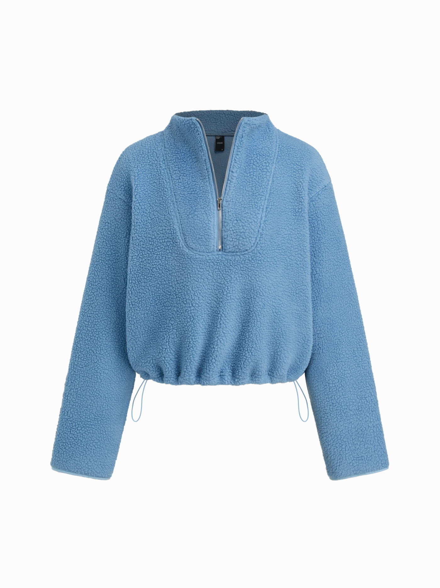 Fleece Stand Collar Half Zip Drawstring Oversized Sweatshirt