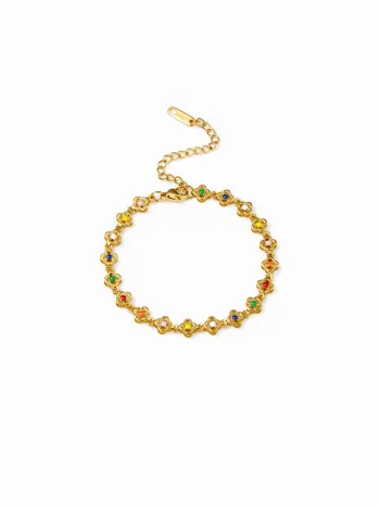 BRACCIALE A CATENA CON FIORI MULTICOLORE