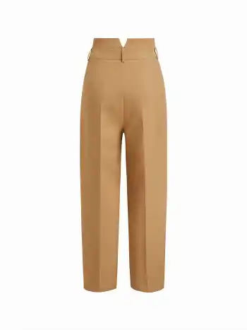 Pantaloni affusolati a vita alta con doppia cintura plissettata