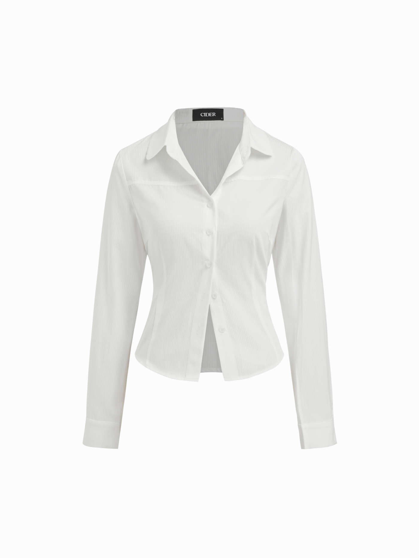 Cotton-blend Collar Long Sleeve Shirt