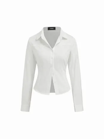 Camicia a maniche lunghe con colletto in misto cotone
