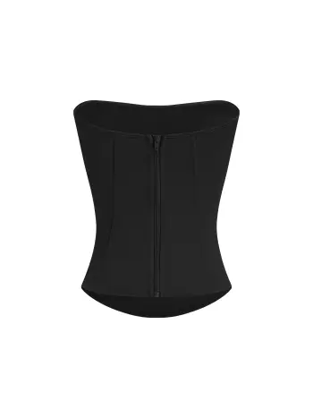 Bandeau Curve Hem Zip Through Tummy Control Corset Shapewear