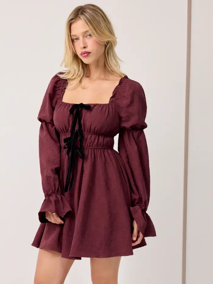 Floral Boat Neck Lace Trim Asymmetrical Hem Bell Sleeve  Ruched Top