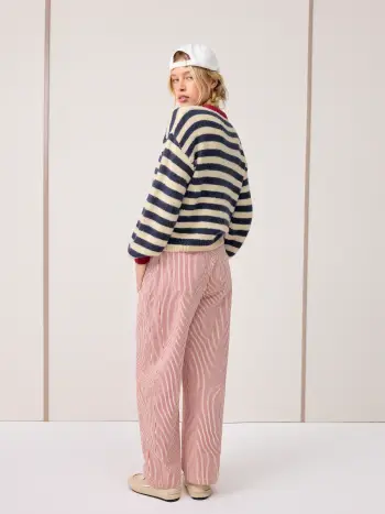 Maglia a righe lavorata a maglia con aragosta grafica a maniche lunghe con bordino a contrasto e top oversize