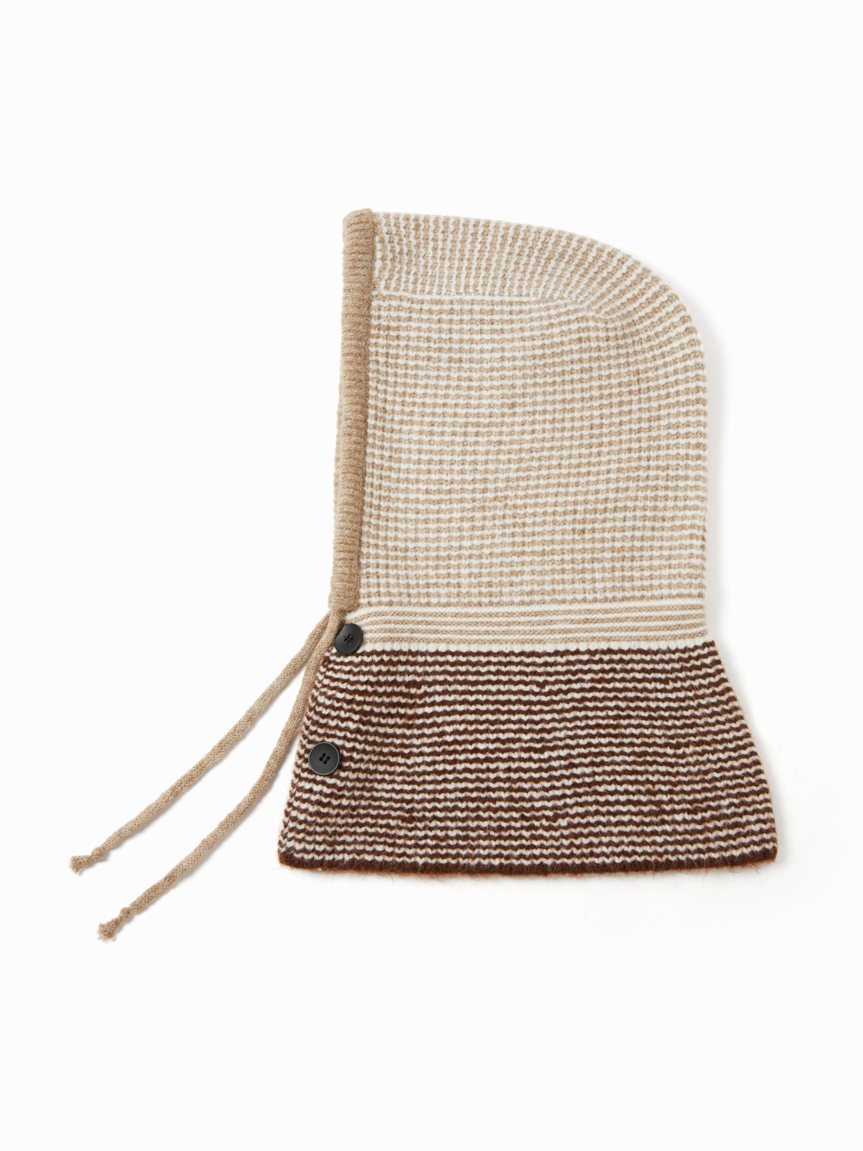 DRAWSTRING & BUTTON KNITTED BALACLAVA HAT