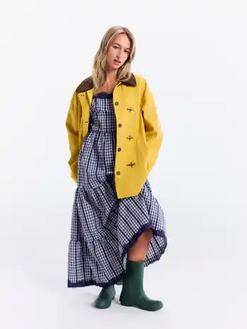 Cotton-blend Gingham Lace Trim Tiered Shirred Maxi Dress