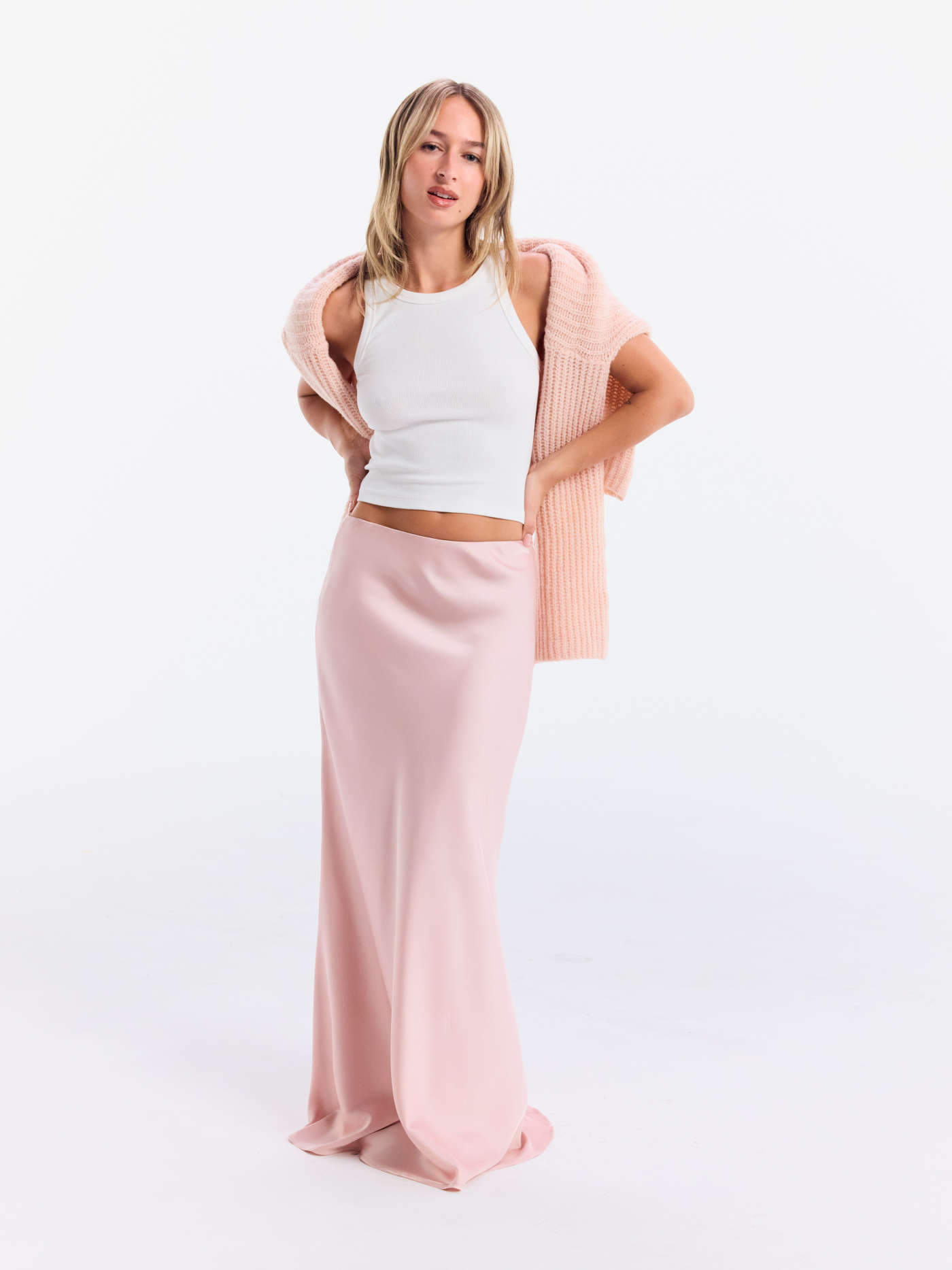 Satin Satin Mid Rise Ruffle Maxi Skirt For Daily Casual